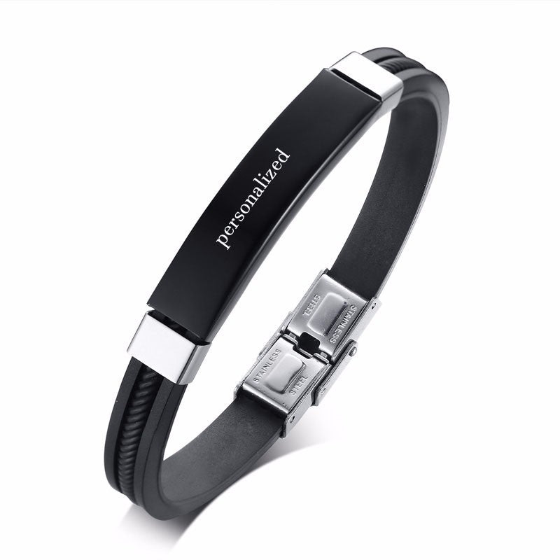 Stainless steel curved brand bracelet