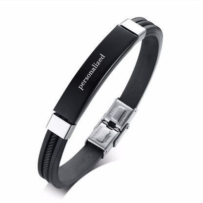 Stainless steel curved brand bracelet