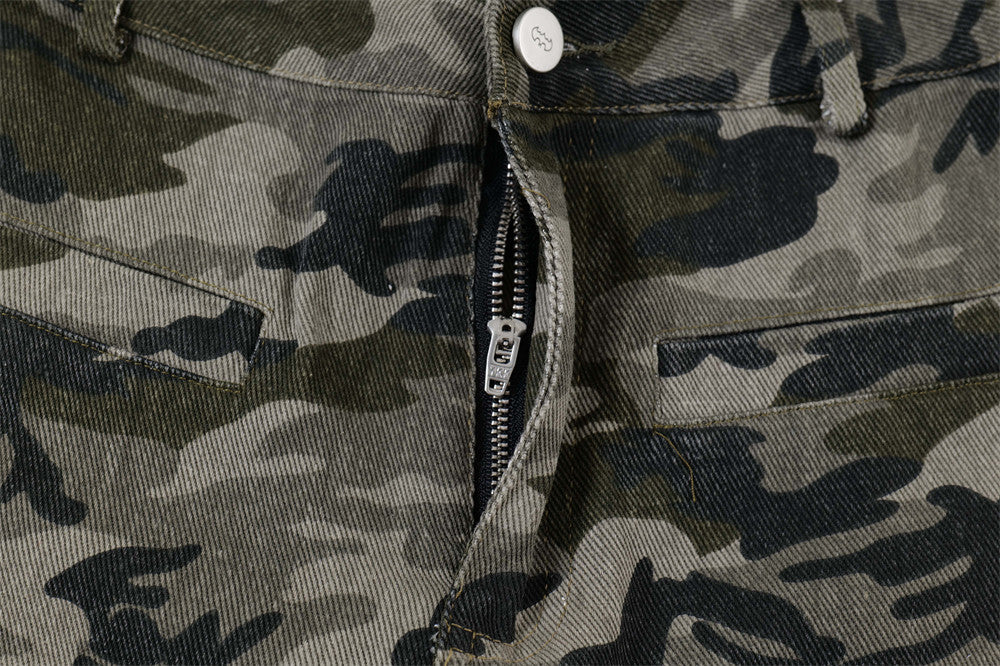 American Retro Camouflage Bell-bottom Pants Men