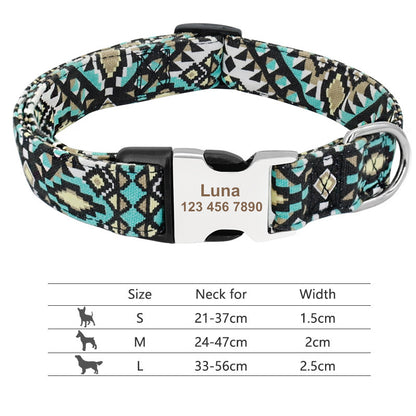 Adjustable Nylon Dog Collar Personalized Dogs Cat ID