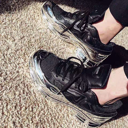 New Cool Red on Shiny Silver Shoes for Women