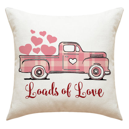 Love Heart Pillow Cover Valentine's Day Letter Printing Throw Pillowcase