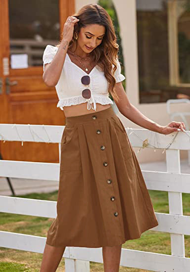 Skirt Casual Button Women's Clothing