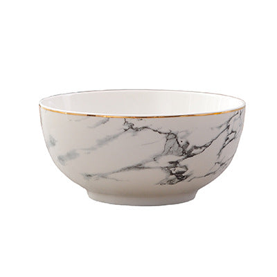 Gold rim marbled bowl set