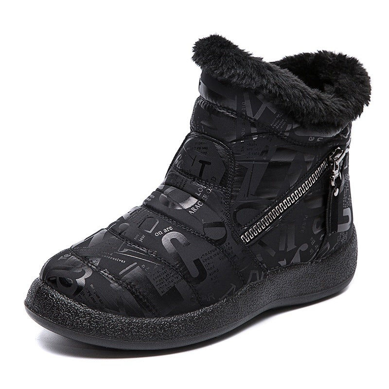 Plus-size short barrel double zipper lady ankle boot