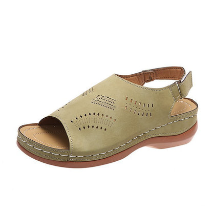 Hollow Back Buckle Fish Mouth Vintage Casual Shoes