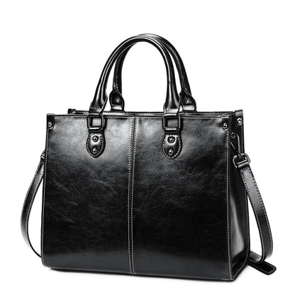 Oil wax stitching leather handbag