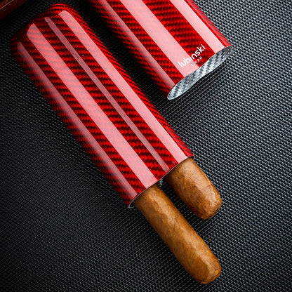 Two-pack Of Carbon Fiber Portable Cigar Tubes Gift Box