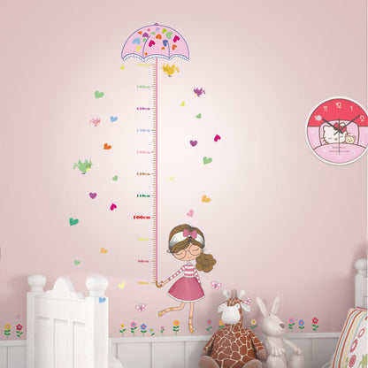 SK7043 Cartoon Girl Umbrella Height Measurement Wall Sticker Living Room Bedroom Wall Sticker Glass Doors And Windows TV Background Decorative Sticker