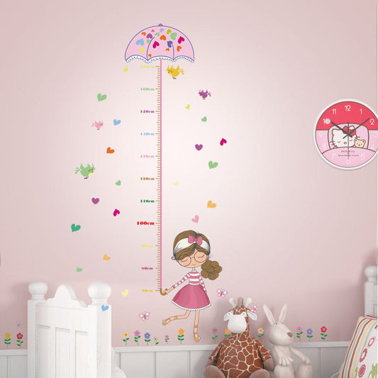 SK7043 Cartoon Girl Umbrella Height Measurement Wall Sticker Living Room Bedroom Wall Sticker Glass Doors And Windows TV Background Decorative Sticker