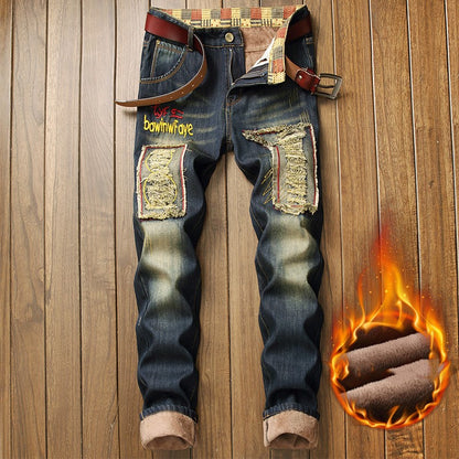 Fall Winter New Style Plus Cashmere Men's Jeans