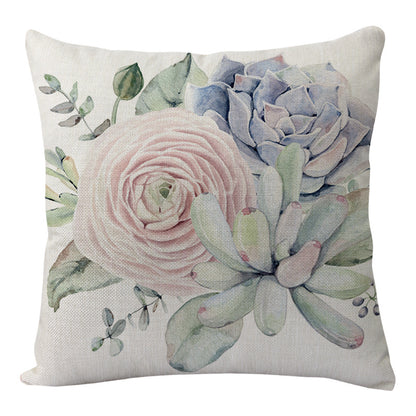 Flowers And Birds Flowers Flax Pillow Car And Sofa Cushion Lumbar Pillow