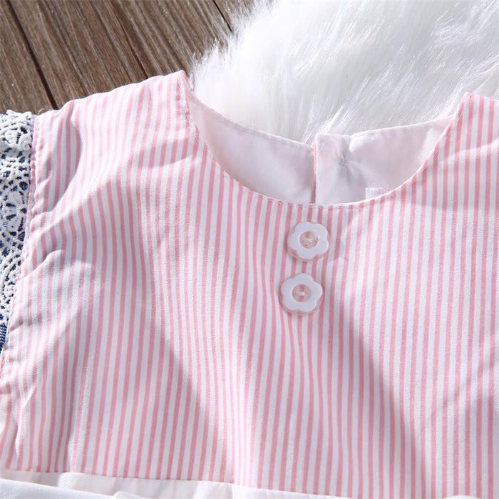 Baby Girl Flying Sleeve Lace Up Triangle Romper