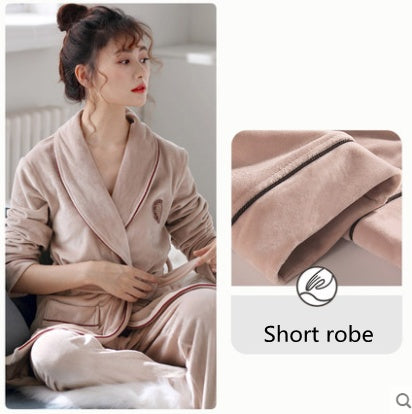 Burgundy island velvet fabric winter unisex flannel robe for men & women