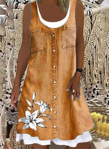 Plus Size Women's Skirt Summer Blue Dress