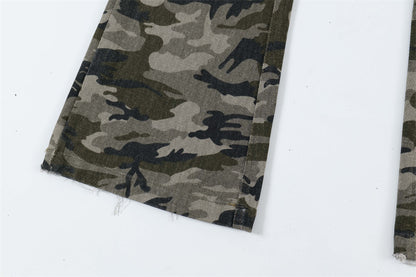 American Retro Camouflage Bell-bottom Pants Men