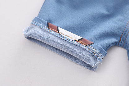 Boys Summer Cartoon Cute Casual Cotton T-shirt Short Sleeve Shorts Suit