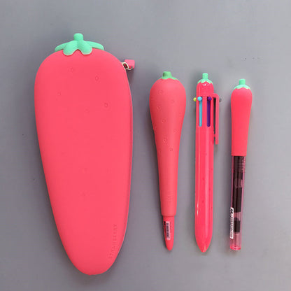 Silicone Pencil Bag Student Cute Plush Storage Bag