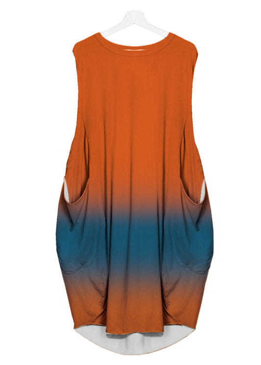 Mid-length Plus Size Printed Sleeveless Dress