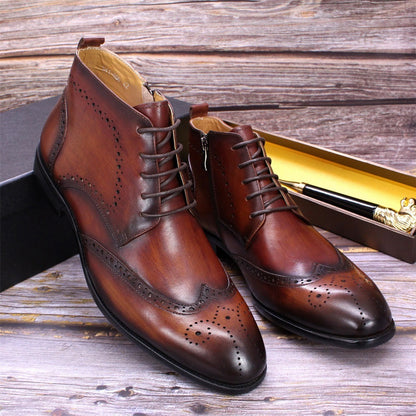 Men's Side Zipper Leather Martin Boots