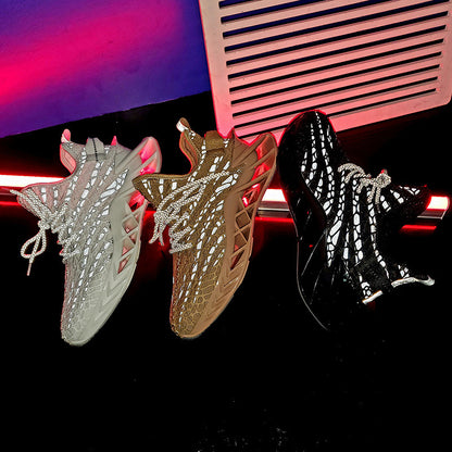 Blade Bottom Men's Trendy Sports Casual Shoes Reflective Lightweight Breathable Running Shoes