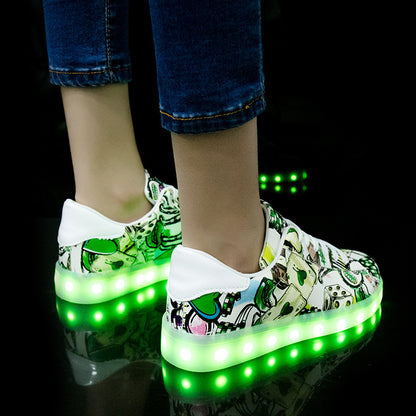 Men and women light shoes couple fluorescent shoes