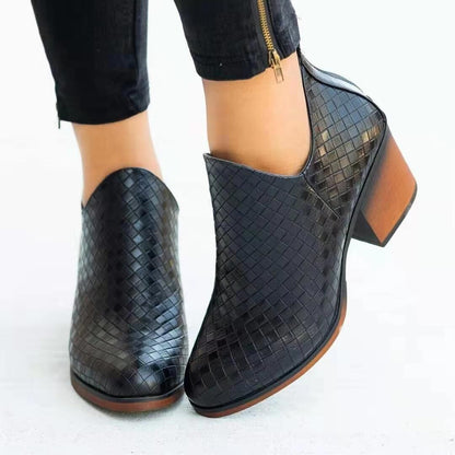 Chunky High Heel Martin Boots With Pointed Toe