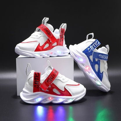 New Red light up Breathable unisex Sport Luminous Shoes for kids