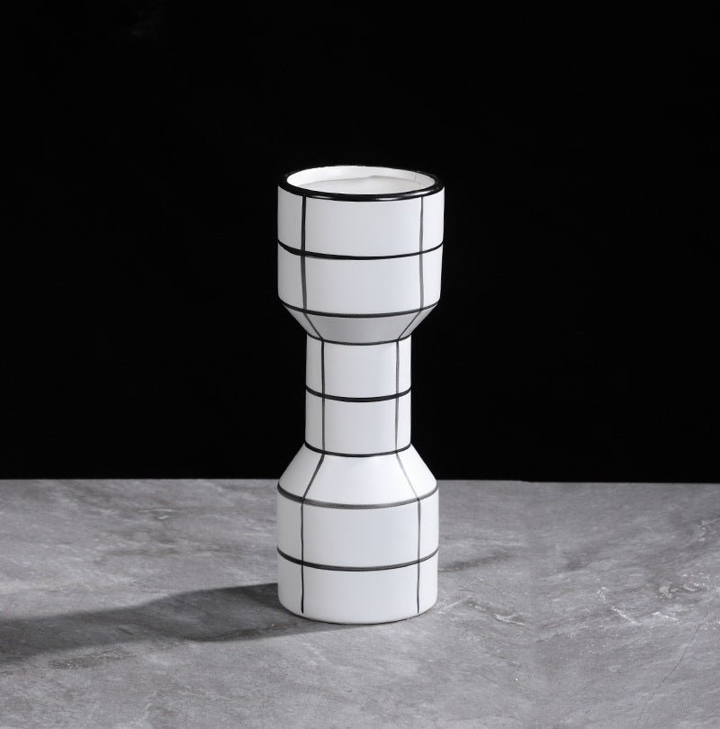 Simple Nordic Minimalism Black And White Striped Ceramic Vase