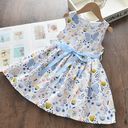 Summer Cute Princess Style Children's Dress With Embroidery Mesh