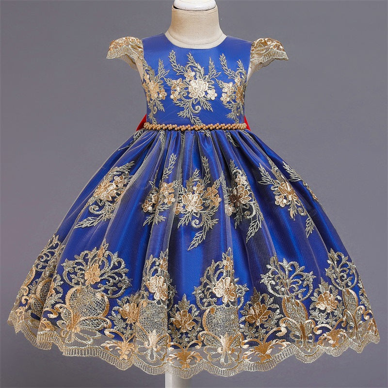 Bowknot children's skirt and net gauze dress