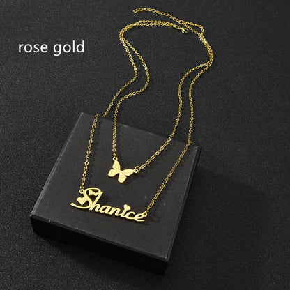 Double Layer Necklace Female English Alphabet Clavicle Pendant