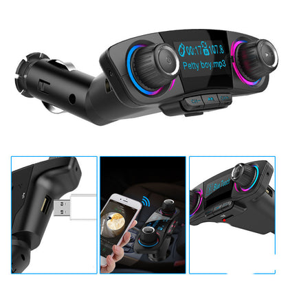 Dual-head Car Bluetooth Mp3 Dual-knobs, Cool Lights, Large-screen Display