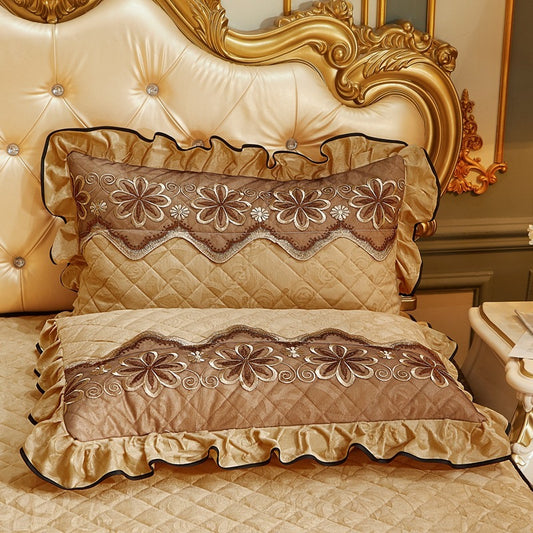 European Style Velvet Quilted Bed Skirt Four-Piece Suit