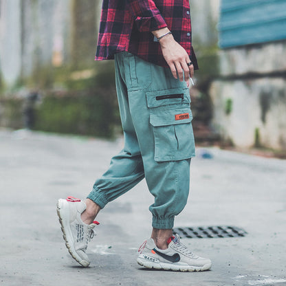 Men's overalls cropped harem pants