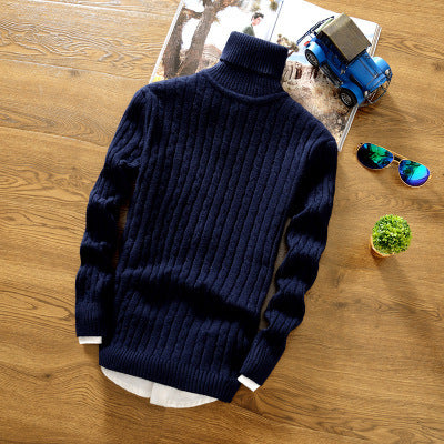 Winter Men's Sweater Korean High Neck