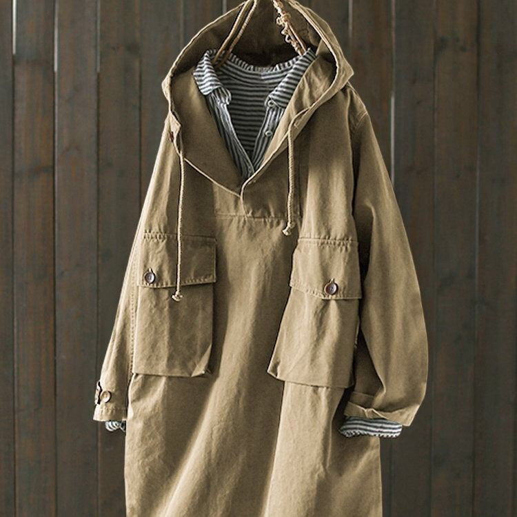 Women's plus size mid-length trench coat