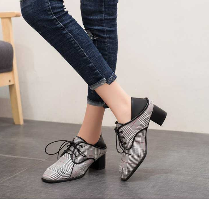 Spring new single shoes women wear lazy shoes with thick with laced cloth British wind wild women shoes - FLIPSTYLEZLLC