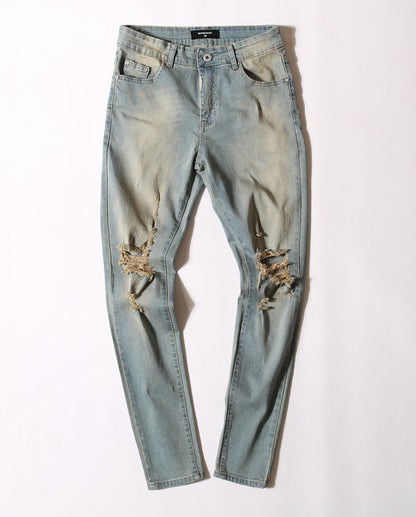 Street men's knee-skinned jeans