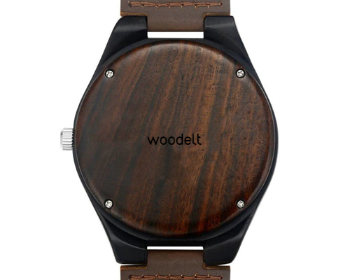 Men's Engraved Wooden Photo Watch Brown Leather Strap