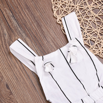 Children's Striped Bib Double-strap One-piece  Pants