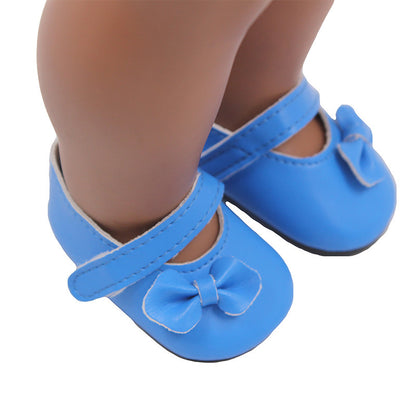 18 Inch American Girl Doll Shoes Solid Color Bow Shoes