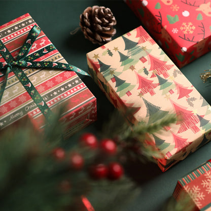 Golden powder cartoon Christmas wrapping paper gift box