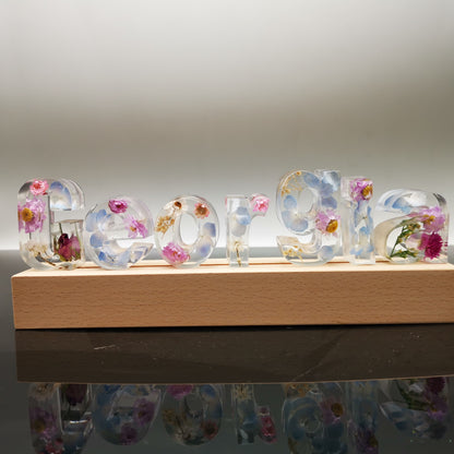 Dried Flower English Alphabet Night Light Base Table