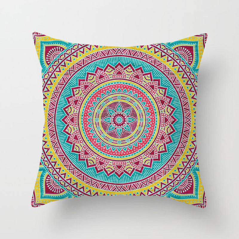 Ethnic style mandala pattern religious ceremony belief polyester pillowcase