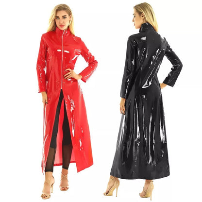 Women's Pu Mirror Bright Leather Dress