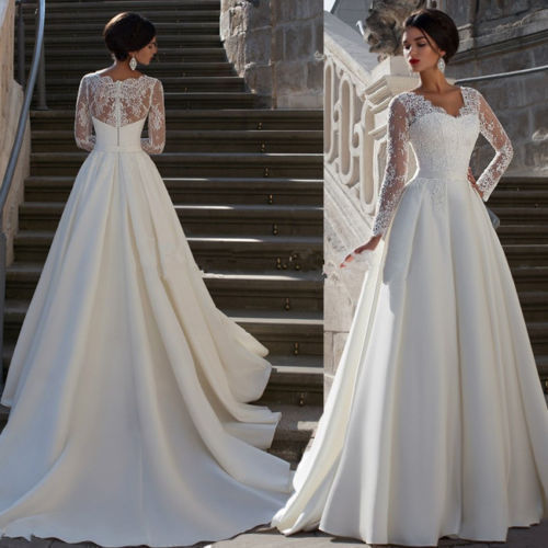 New Simple Trailing Slim Fit Slim Long Sleeve Wedding Dress