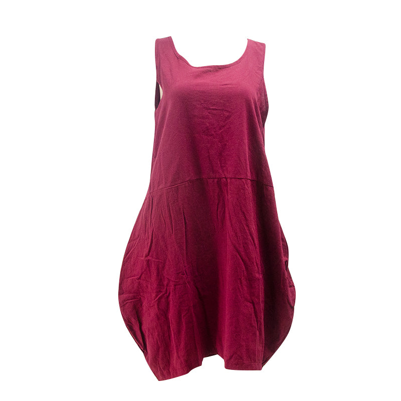 Plus Size Casual Solid Color Sleeveless Pocket Dress