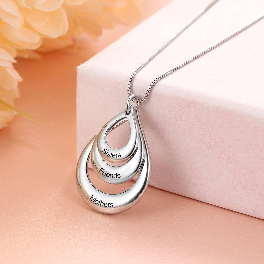 Three drops of water pendant copper necklace