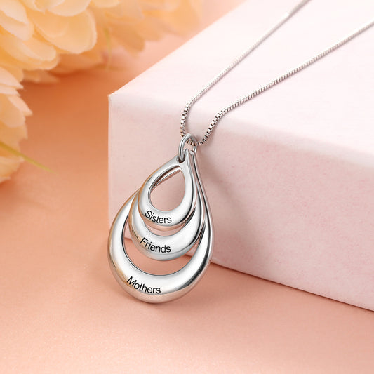 Three drops of water pendant copper necklace